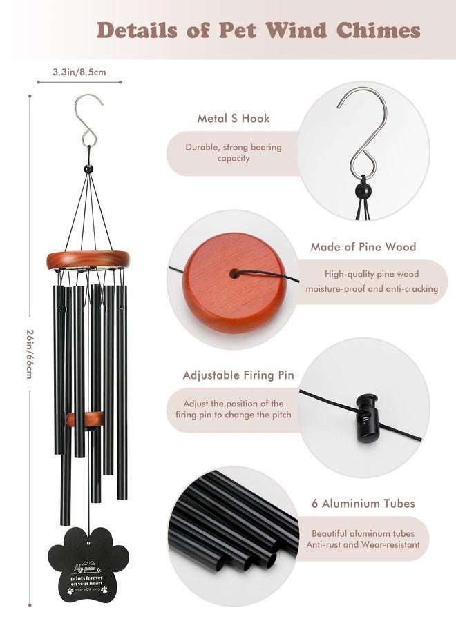 wtisan Dog Memorial Gifts for Loss of Dog, 26" Metal Pet Memorial Wind Chimes, Pet Memorial Gifts for Dogs and Cats, Loss of Dog Sympathy Gift, Pet Bereavement Remembrance Gift Dog with Poem Card for Cat - Image 2